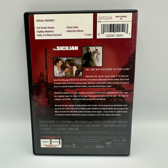 The Sicilian DVD 2003 Christopher Lambert Artisan Full Screen Drama Unrated - Picture 2 of 3
